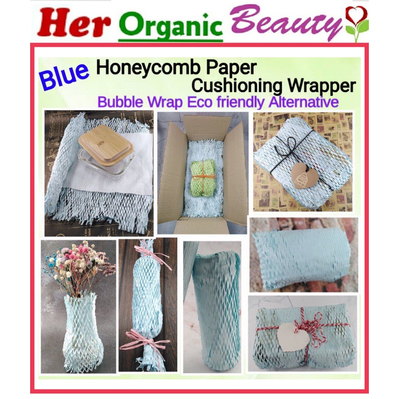 Honeycomb BLUE Paper Wrapper Cushioning & White Interleaf Paper (Bubble ...