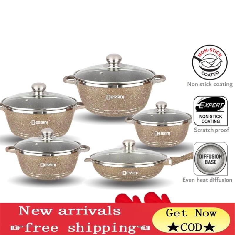 DESSINI ITALY Granite Aluminium Non Stick Fry Pot Non Stick Pan Set