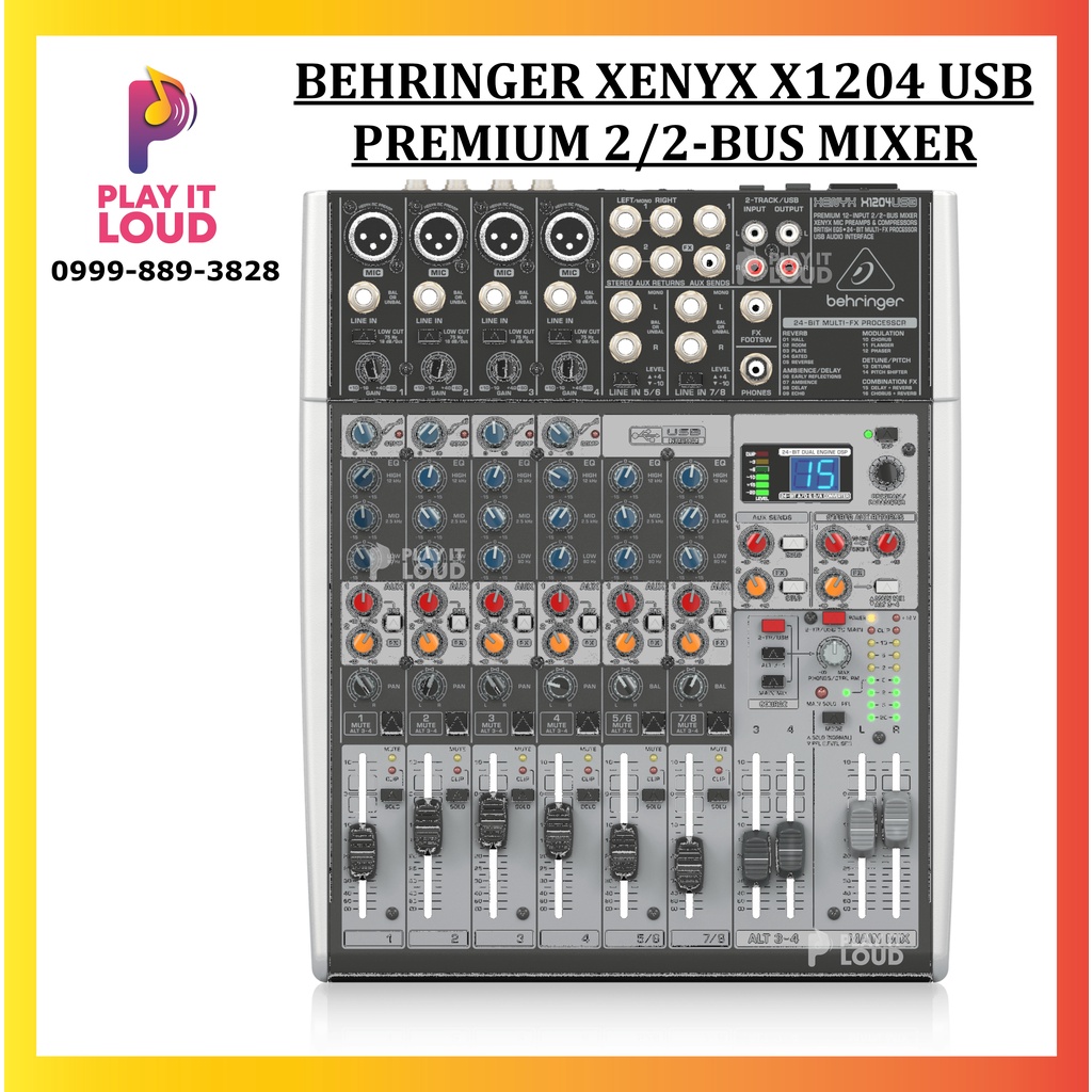 BEHRINGER XENYX X1204 USB PREMIUM 12INPUT 2/2BUS MIXER with MIC
