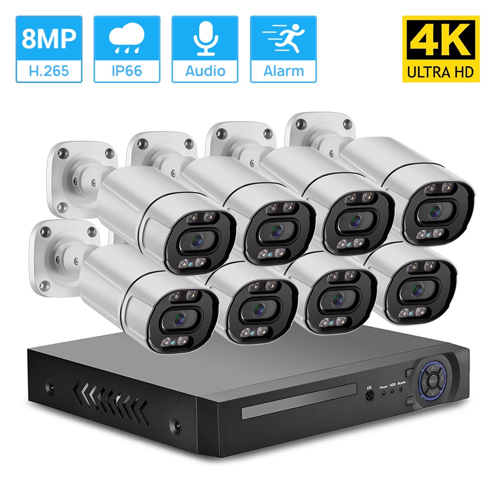 Hamrol 8CH 4K Ultra HD 8MP H.265 POE NVR Kit Two-Way Voice CCTV ...