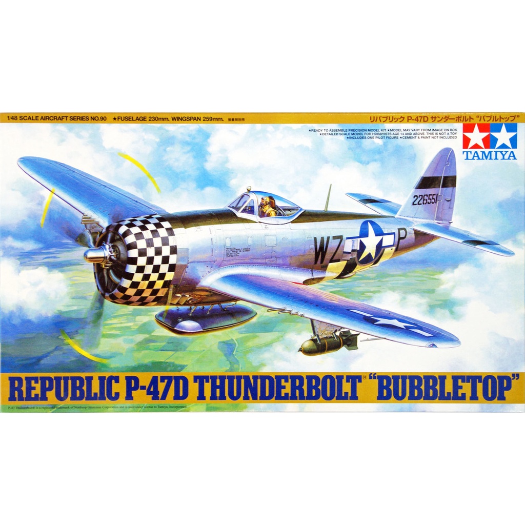 Tamiya 61090 - 1/48 P-47D Thunderbolt Bubbletop Model Kit - Hub Hobby