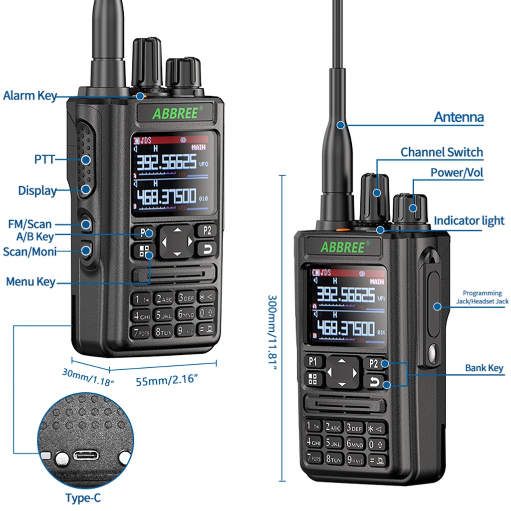 AR-869 Walkie Talkie Bluetooth Program GPS Transceiver 136-520Mhz All ...