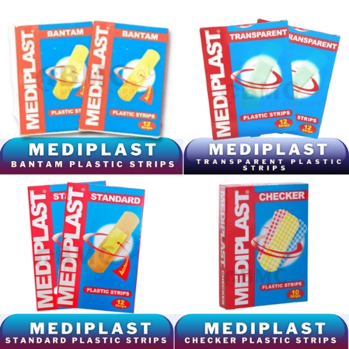 Mediplast Plastic Strips Band Aid Bantam Transparent Cartoons Checkered Standard