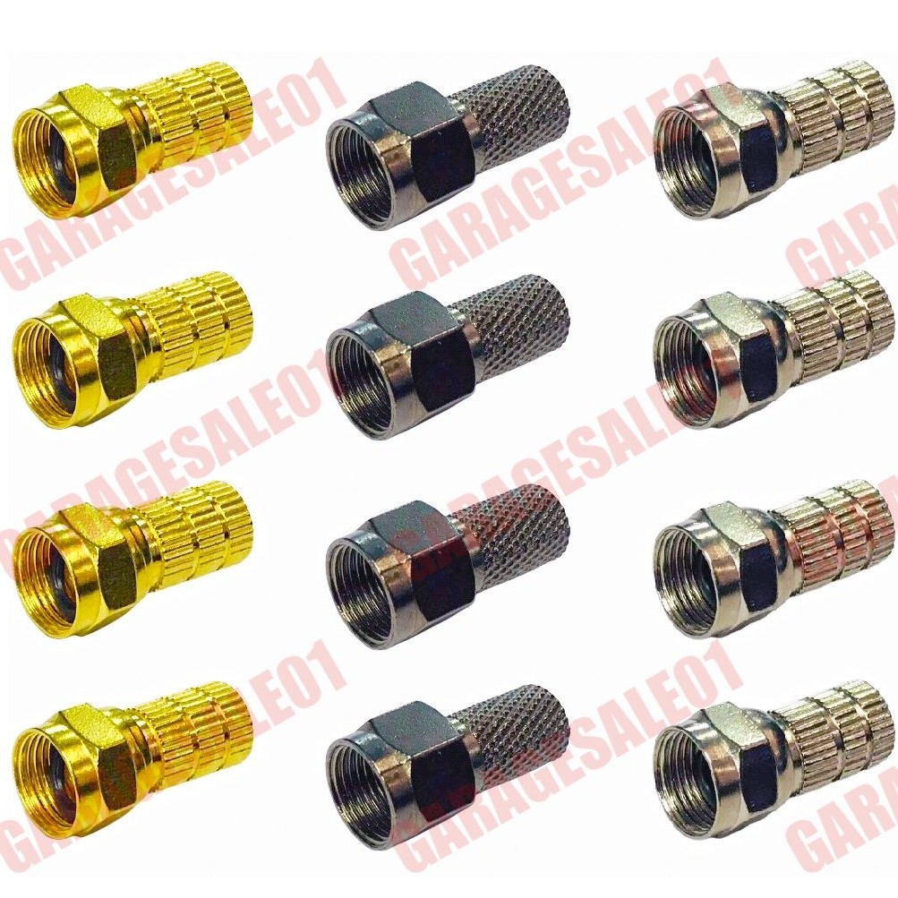 GS F-Type RG6 Male Coaxial Cable Connector Screw / Twist On RF Adapter ...