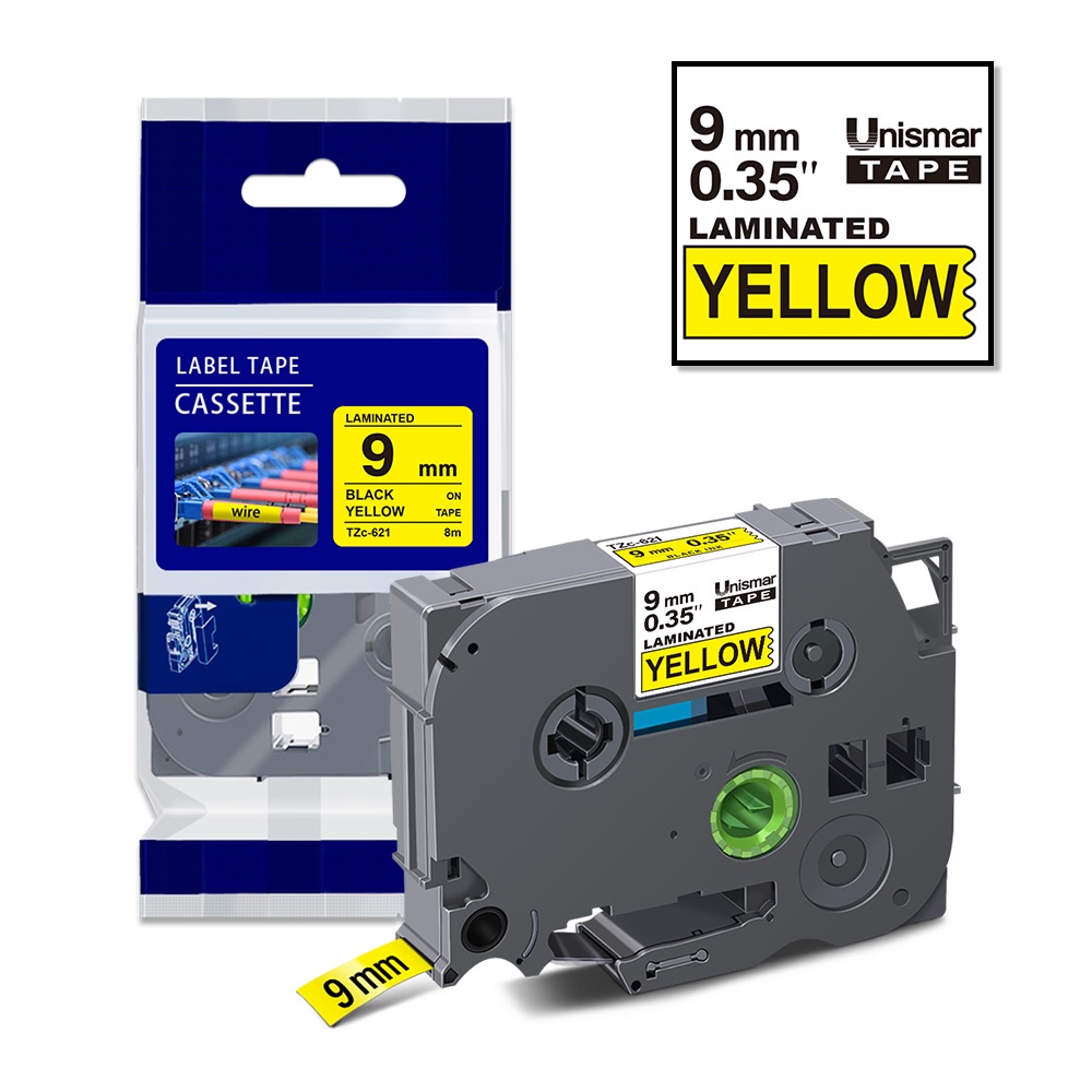 1PK Black on Yellow Refill Ribbon Compatible Brother TZe Tape TZe621 tze621 tze 621 Yellow