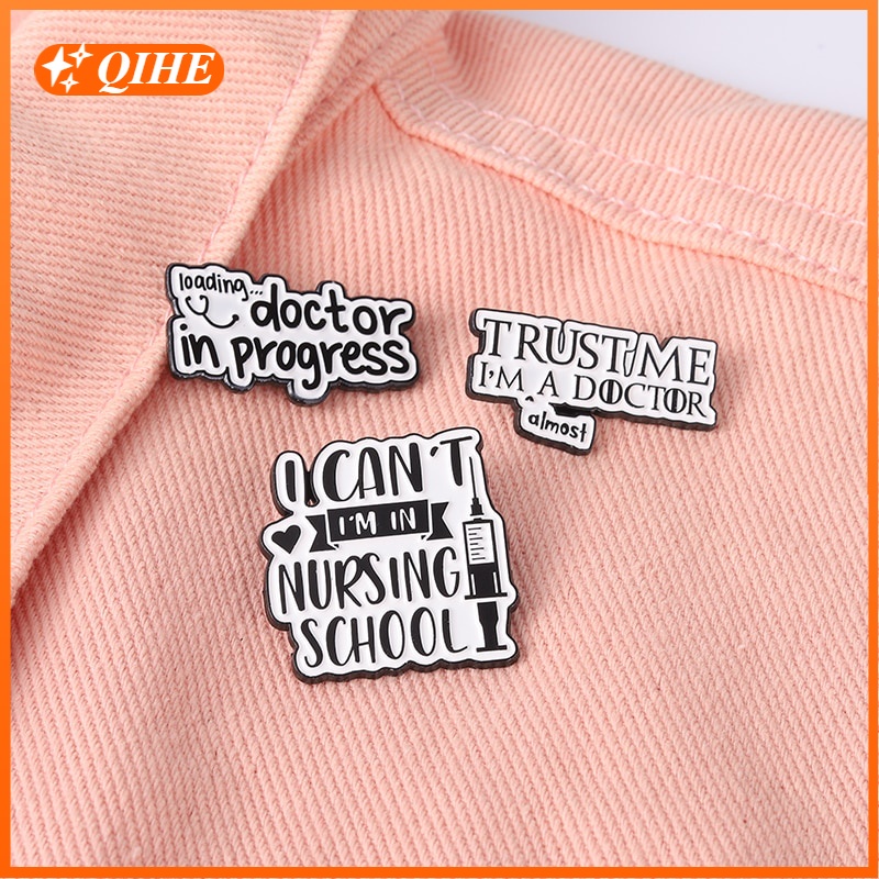 Fun Dialogue Doctor Nurse Enamel Pins Custom Medical Hospital Brooch Lapel Badge Bag Cartoon