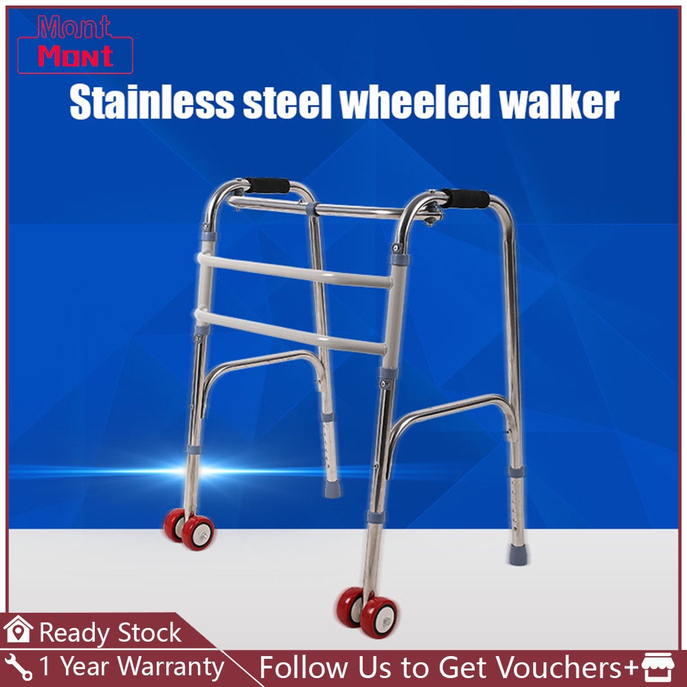 Elderly Stainless Steel Folding Belt Wheel Twisting Torque Walker ...
