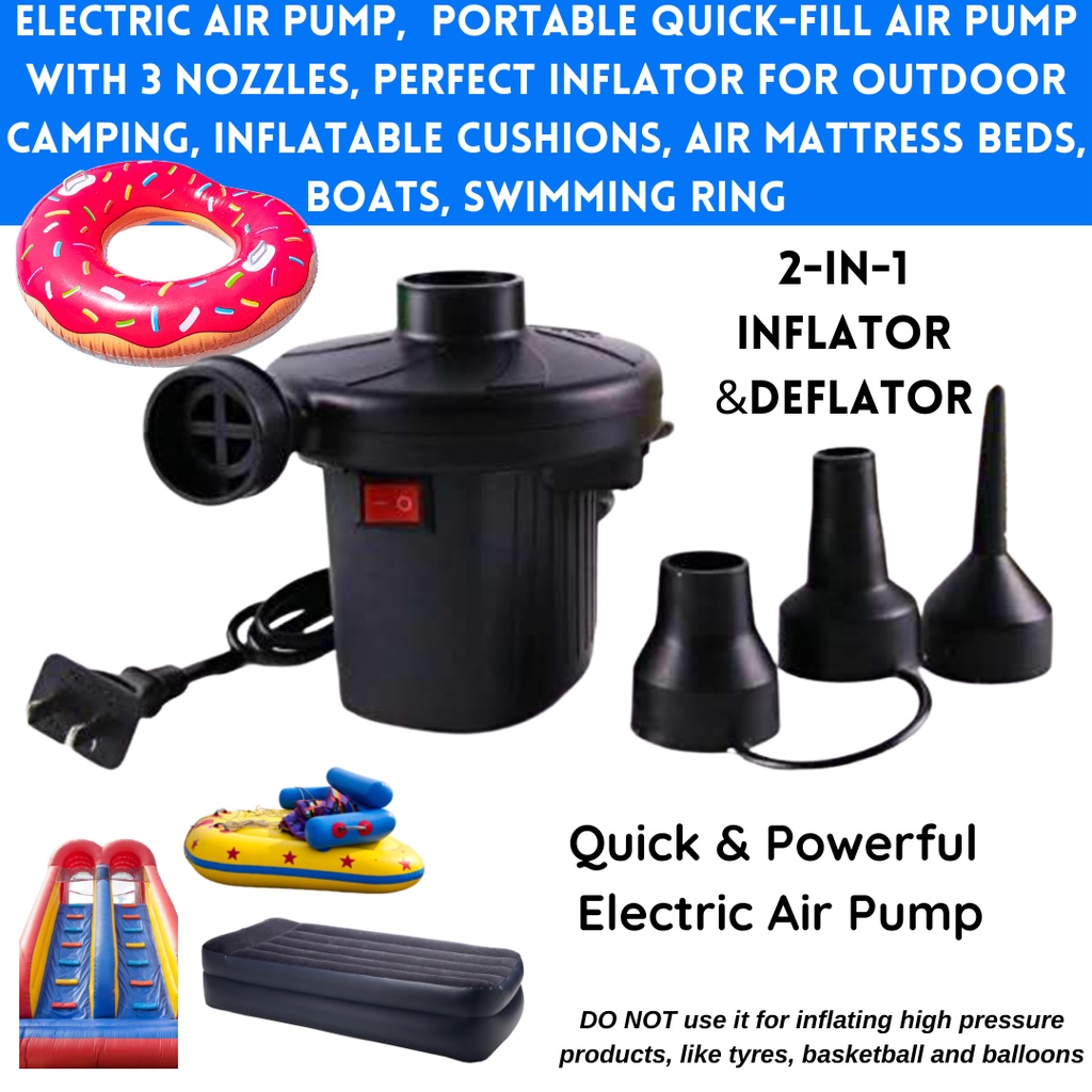 Electric Air Pump 2-in1 Inflate and DEFLATE for Inflatable Pool, Air ...