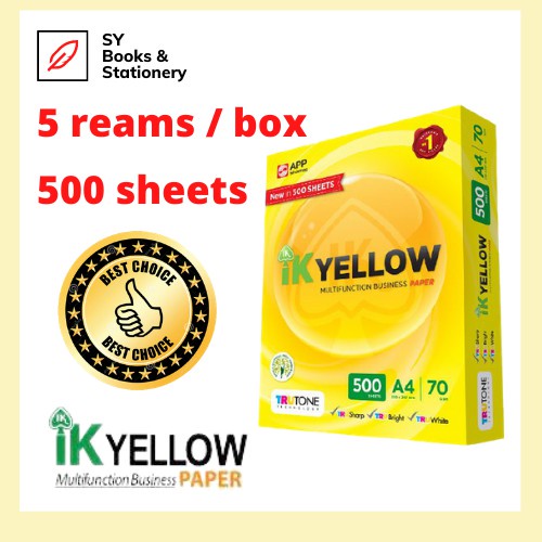 IK Yellow A4 Paper 70GSM 500's / Kertas Fotostat / Kertas Putih ...