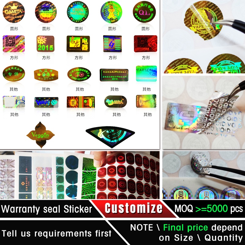 disposable void sticker customized hologram warranty seal sticker ...