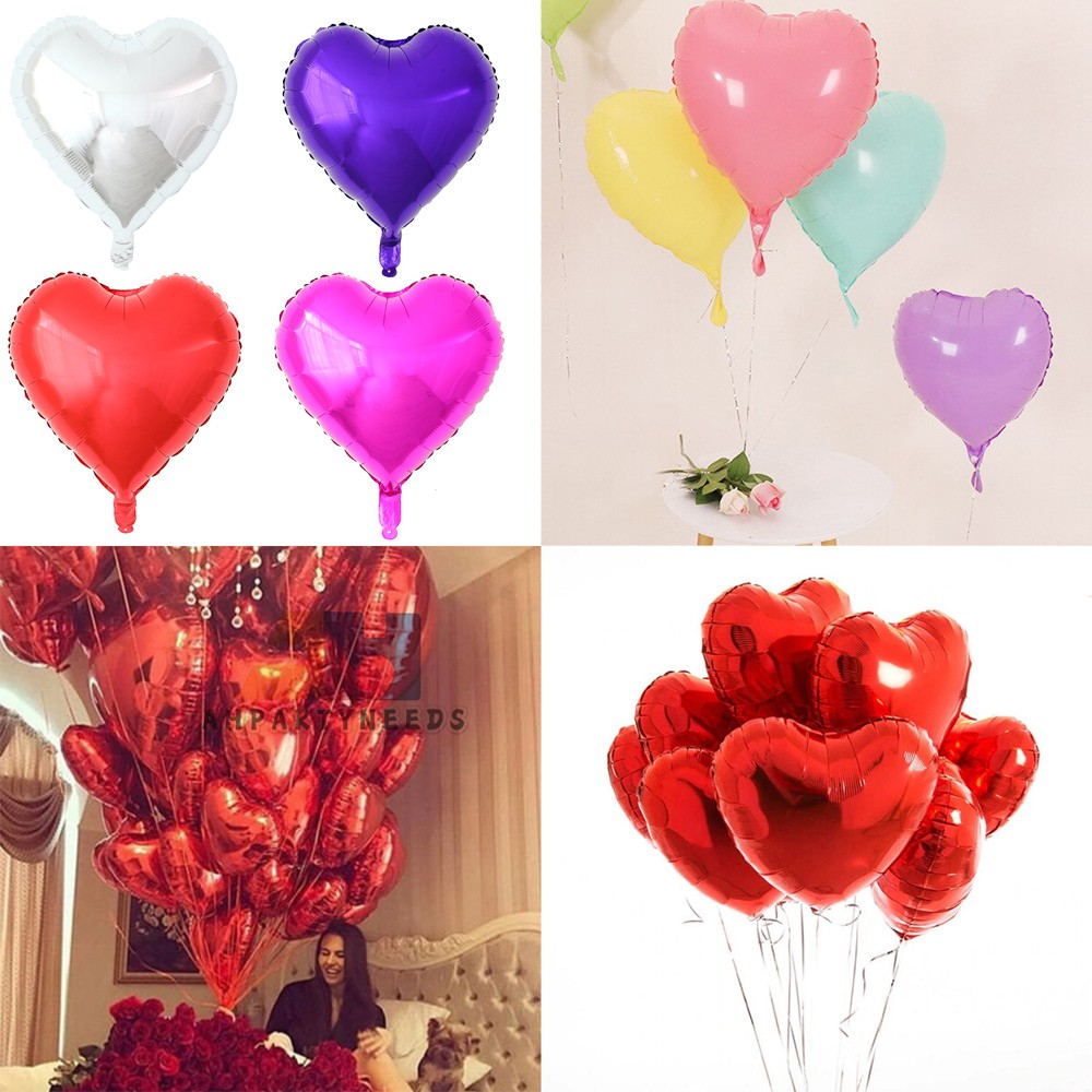 6pcs Heart Foil And Mylar Balloon For Valentines Day And Wedding Size 18