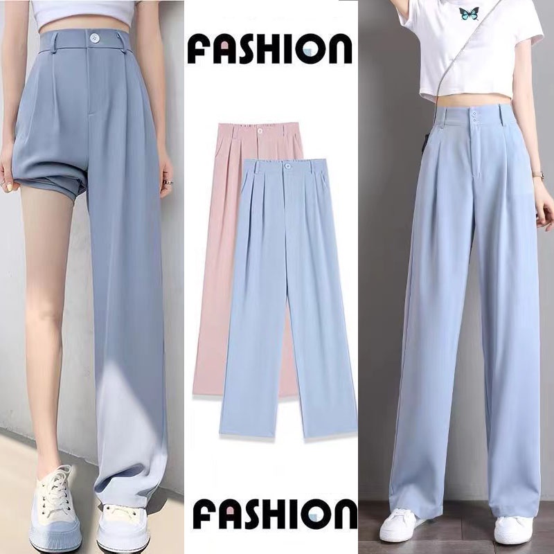 Korean Fashion Loose Pants 2026.(Free Gift) Korean Style Women's Wide-Leg Pants Loose Slimming High ...