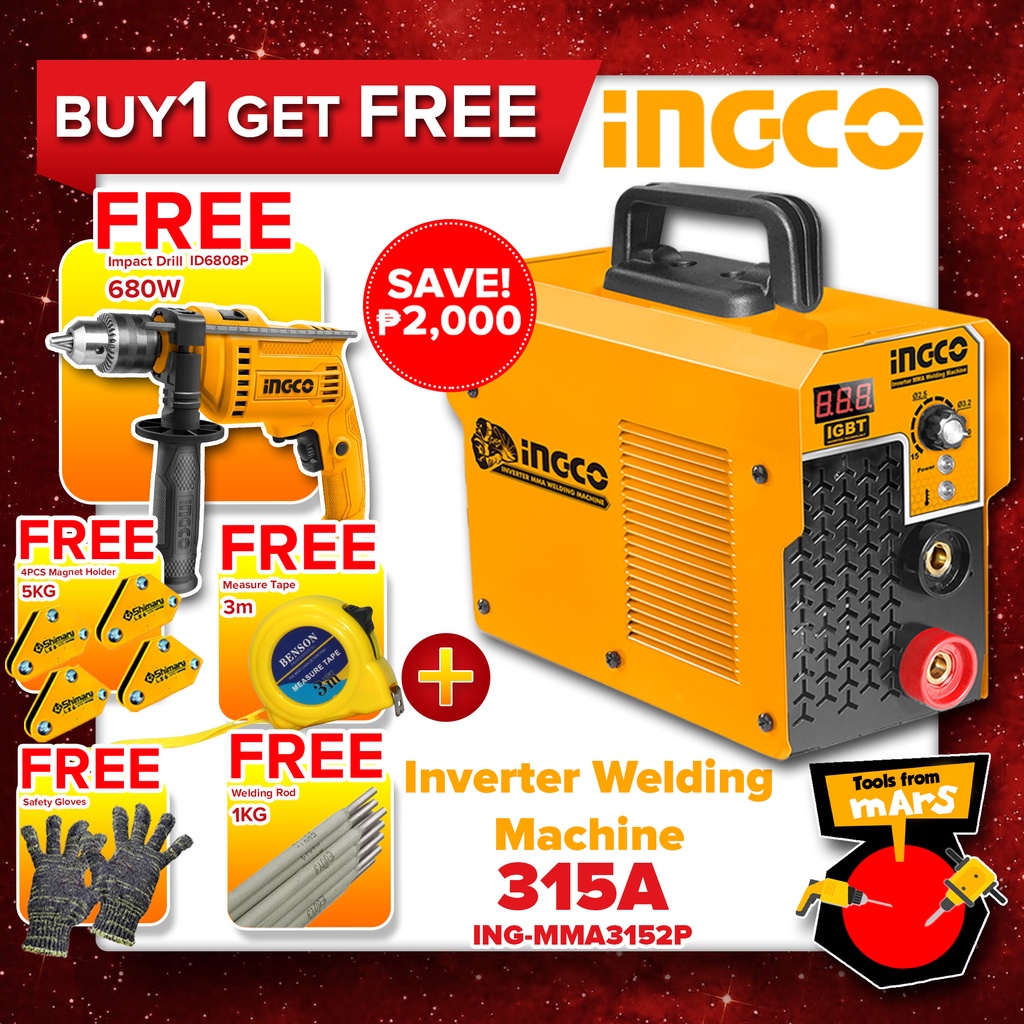 [FREE IMPACT DRILL!] INGCO IGBT ORIGINAL Portable Inverter Welding