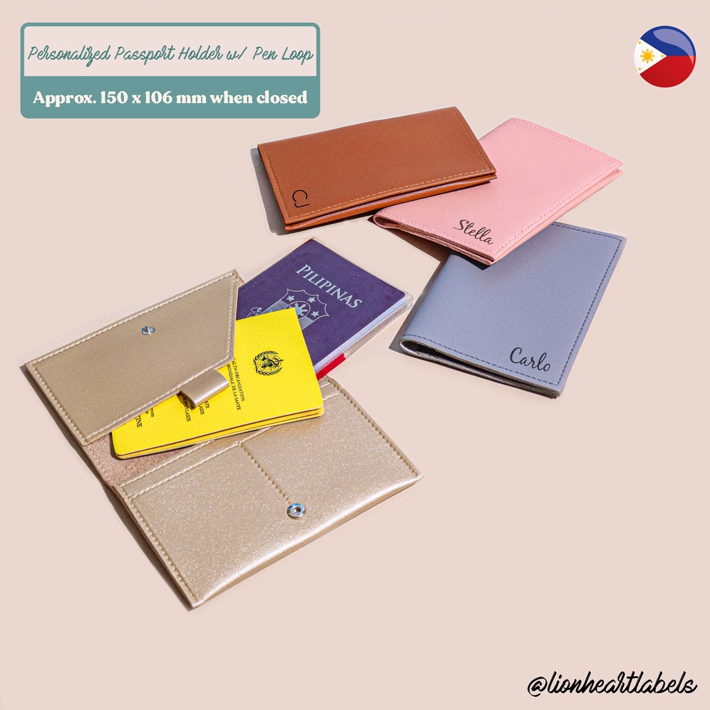 PREMIIUM Personalized Dual Passport Passbook Holder w/ Pen Loop Leather Travel Senior Citizen