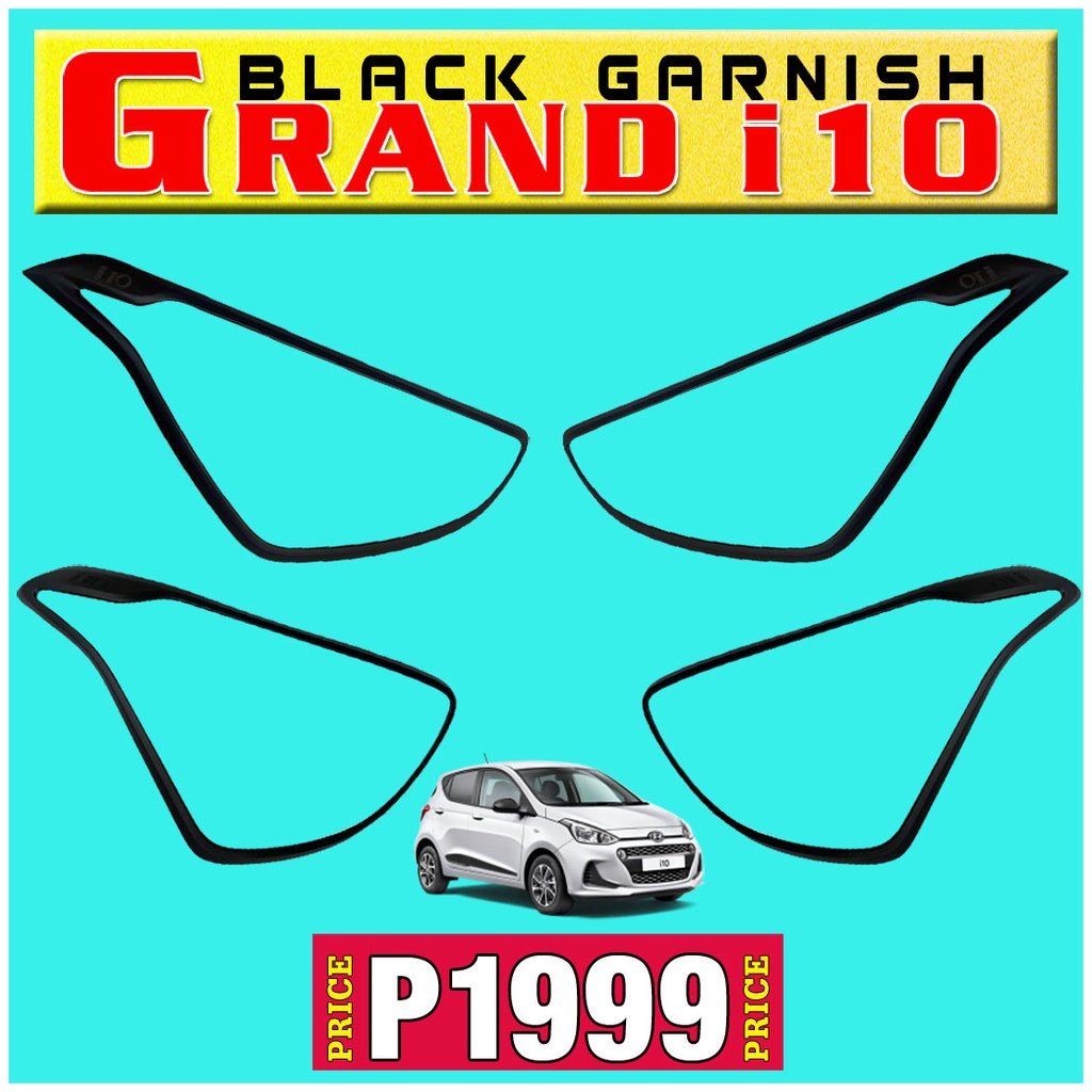Headlight N Tail Light Cover for Hyundai Grand i10 ( Black ) Shopee