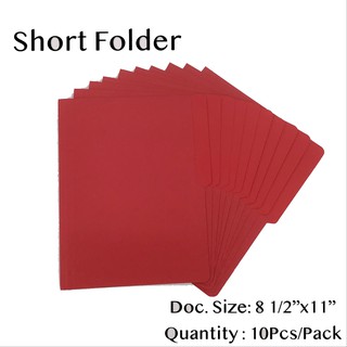 10Pcs Short Colored Folder Red 8.5