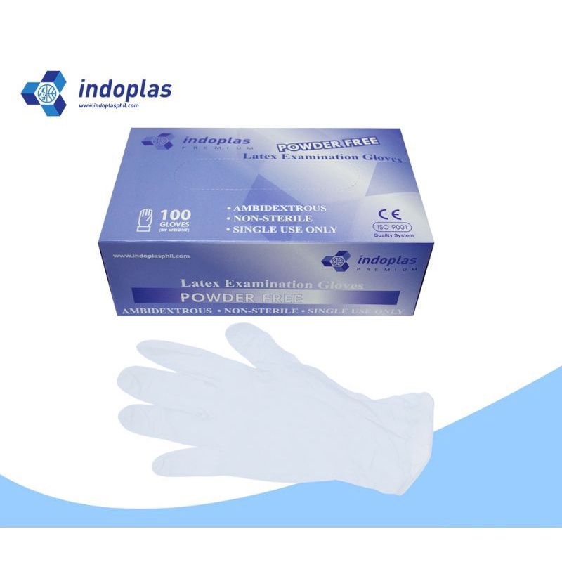 Indoplas Examination Latex Gloves Powder Free 1Box