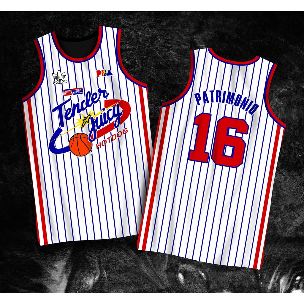 PBA RETRO JERSEY | TENDER JUICY HOTDOG ALVIN PATRIMONIO #16 WHITE ...