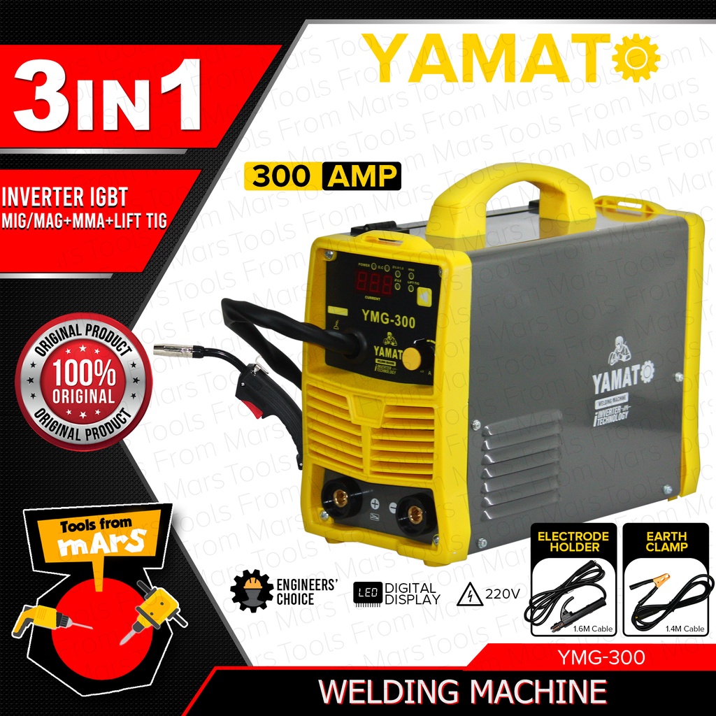 Yamato Japan 300a Gasless 3 In 1 Mig Tig Mma Igbt Portable Inverter Welding Machine •tfm 