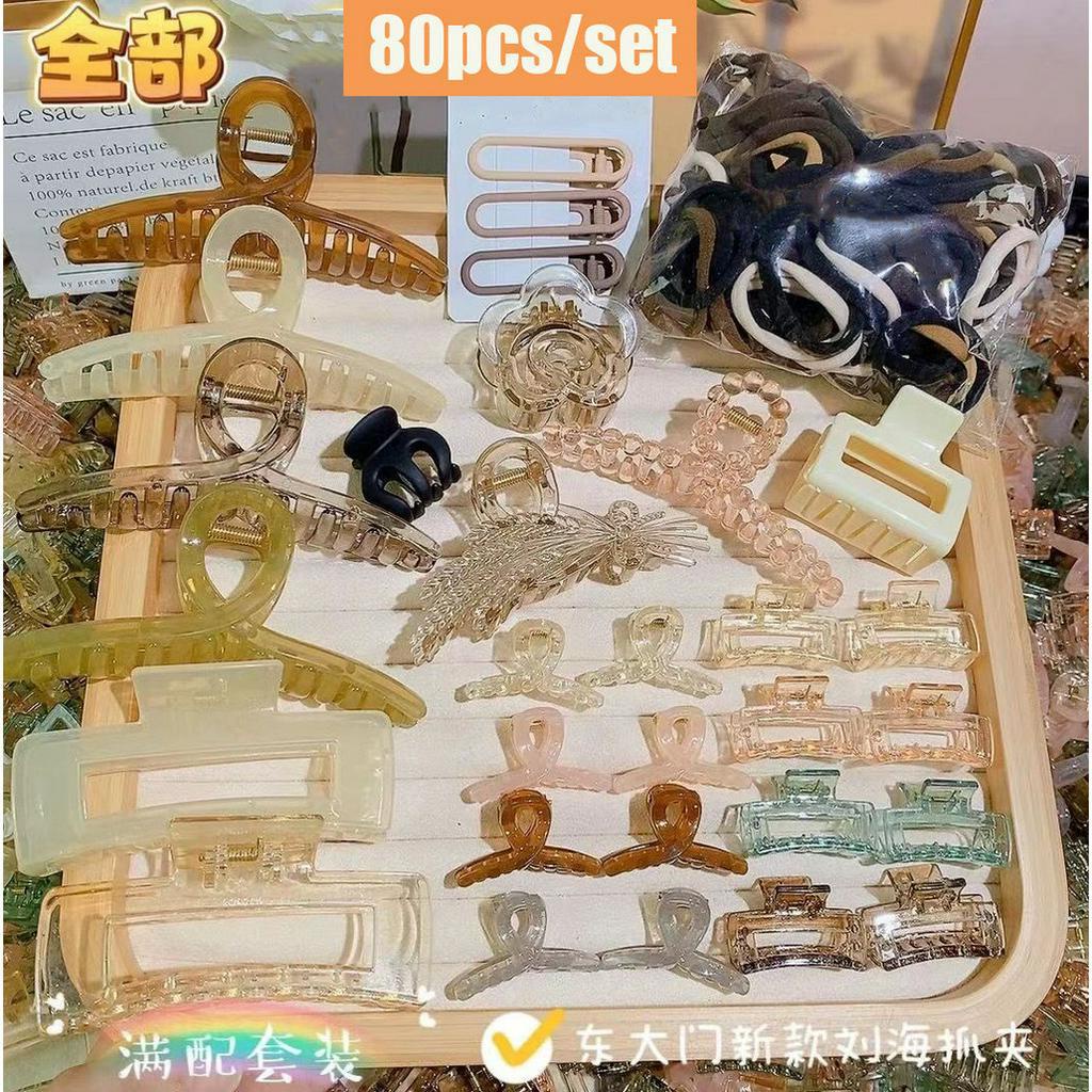 80 pcs/set Korean Style Hair Clip For Women Hair Tie Stretch Rubber