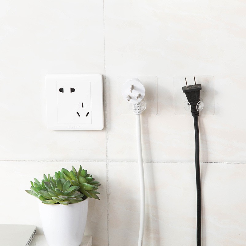 P2H 4PcHome Office Wall Adhesive Plastic Power Plug Socket Holder ...