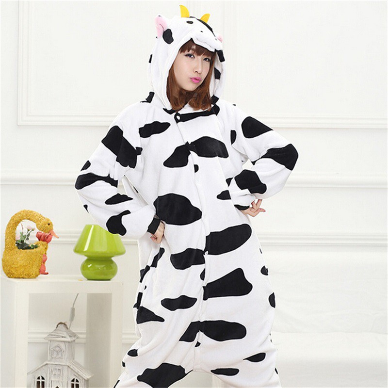 Cow Cosplay Women Men Homewear Pyjama Onesie Animal Sleepwear Adult ...