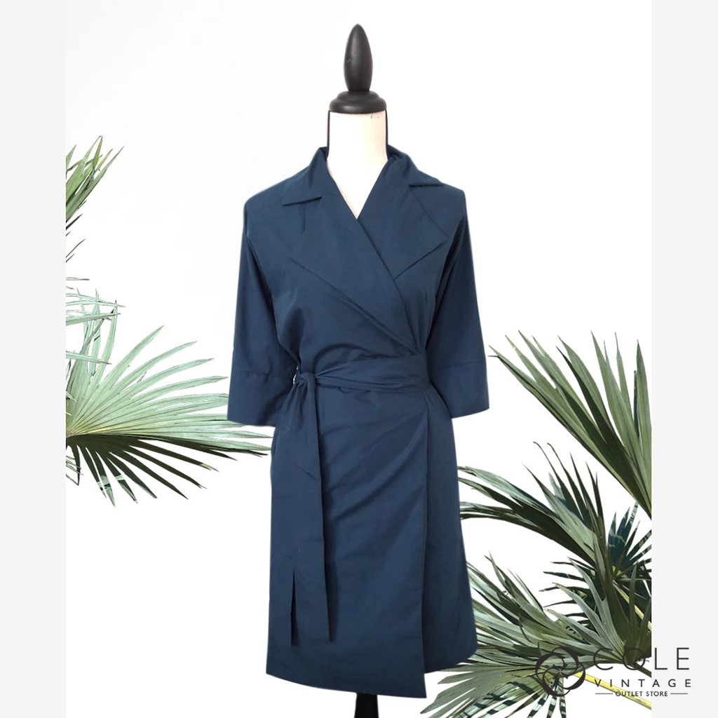 Cole Vintage Bina Collared Wrap Short Dress Shopee Philippines