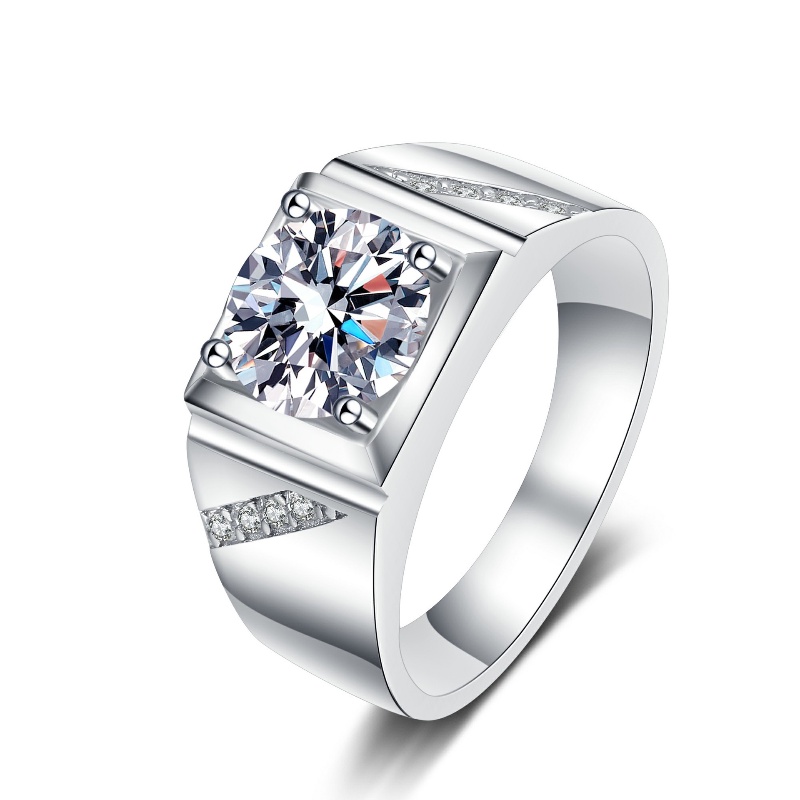 Moissanite Men Ring 1ct 2ct Square Men Ring in S925 Sterling Silver ...