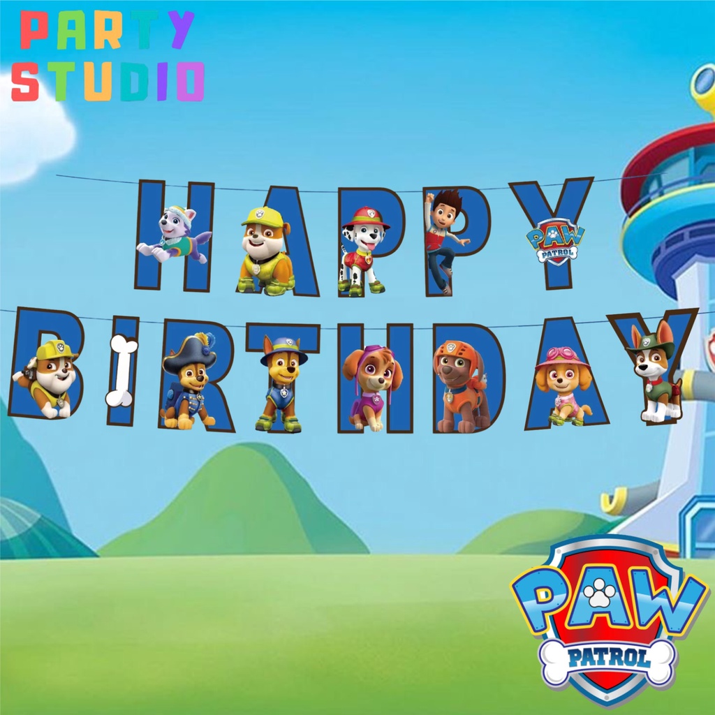 Paw Patrol Banner Happy Birthday Banner (13 pcs) Paw Patrol Theme Party ...