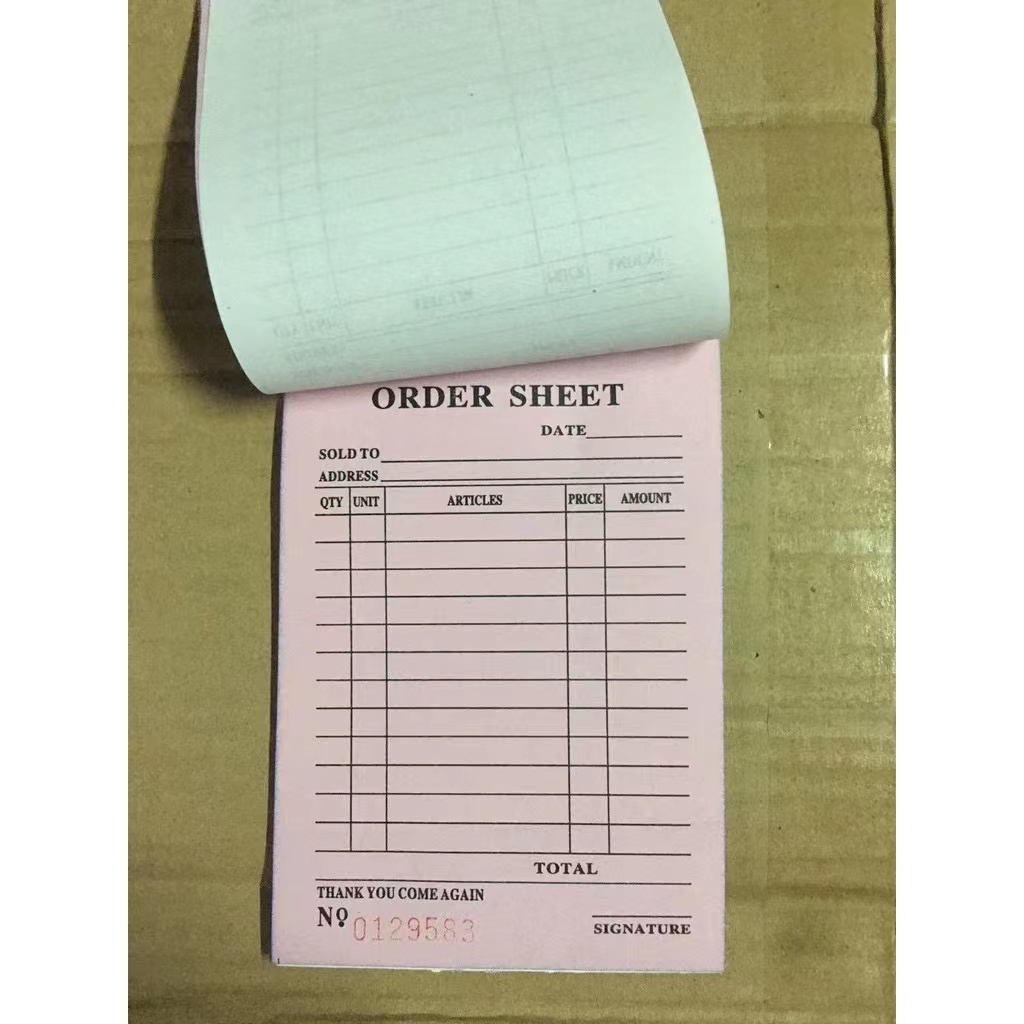 ORDER SHEET Receipt(Small size) order sheet List 9x13cm duplicate and