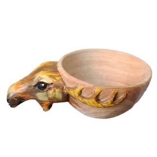 Hand Carved Wooden Mug Kuksa Guksi Animals Head Image Cup Wooden