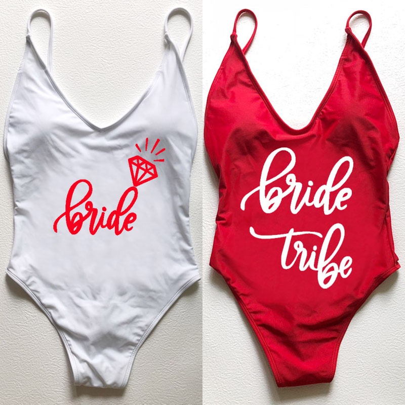 Sexy Padded Women swimsuit Bride Tribe Swimwear One Piece Bathing Suit