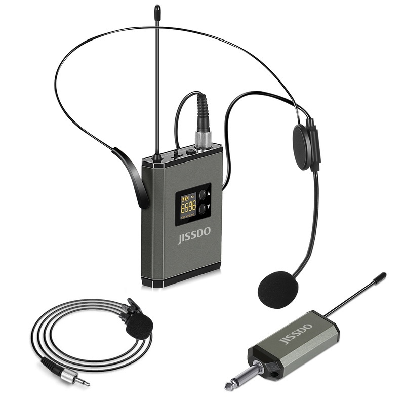 JISSDO Wireless Headset Microphone Lavalier Lapel Mic UHF Microphone System