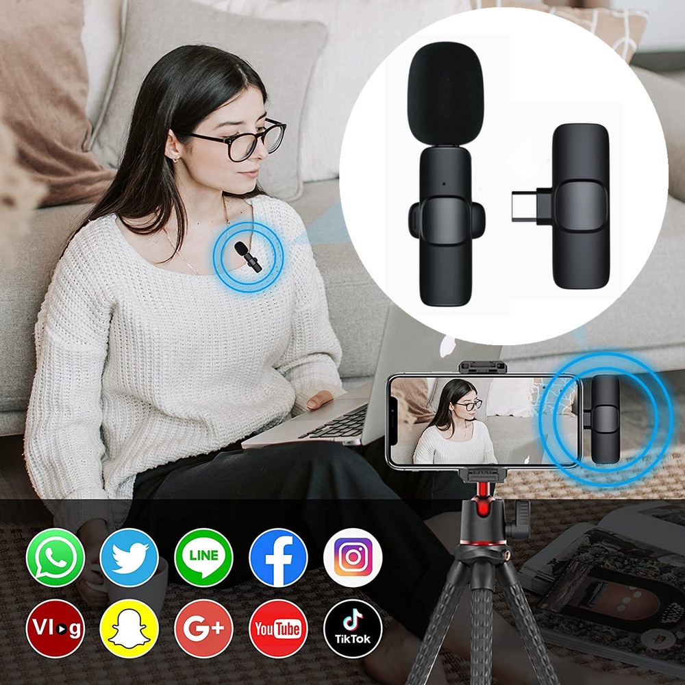 Wireless Lapel Microphone Lavalier Mic Vlogging YouTube TikTok Live