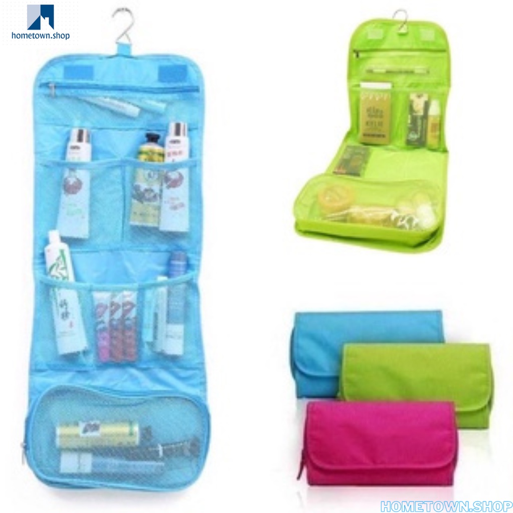 Folded Travel Hanging Cosmetic Organizer Bag Canvas Travel Toiletry