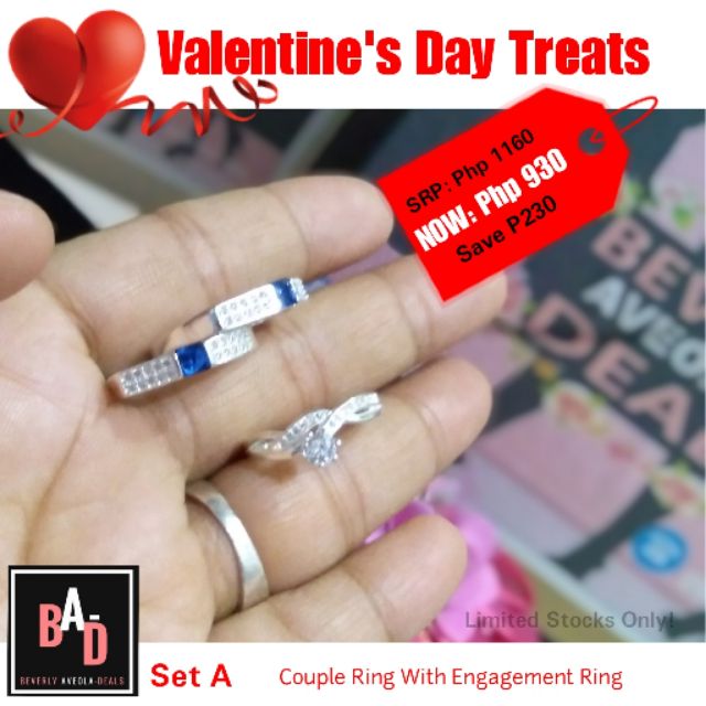 Couple Ring W/Engagement Ring -925 Italy Silver | Shopee Philippines