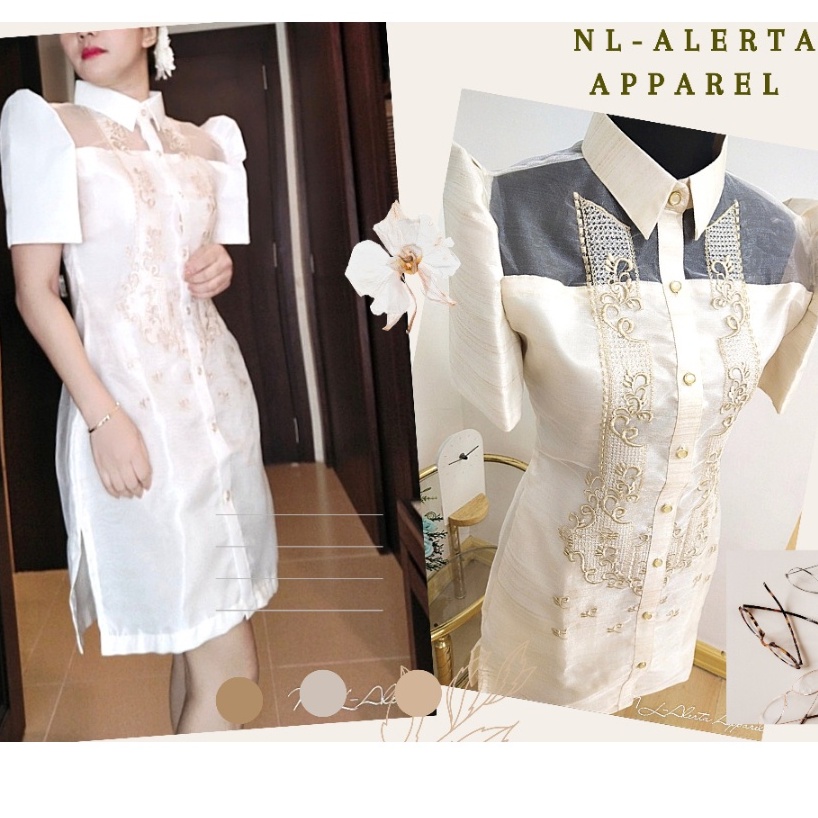 MODERN FILIPINIANA MESTIZA BARONG DRESS FOR WOMEN PURE EMBROIDERED ...