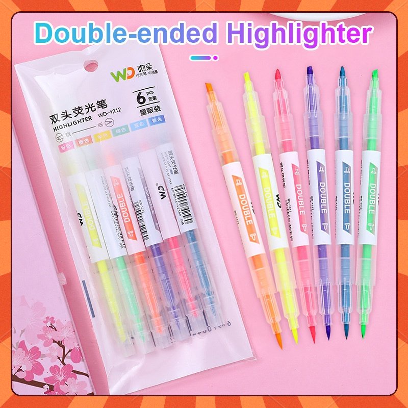 Double-Head Highlighter Pen Student Marker Stationery School Office ...