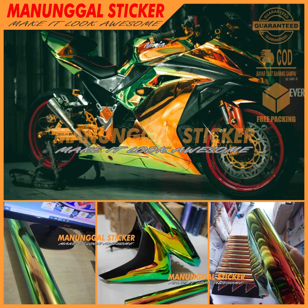 Rainbow Chrome Chameleon Color Motorcycle Sticker For Motorcycle Body