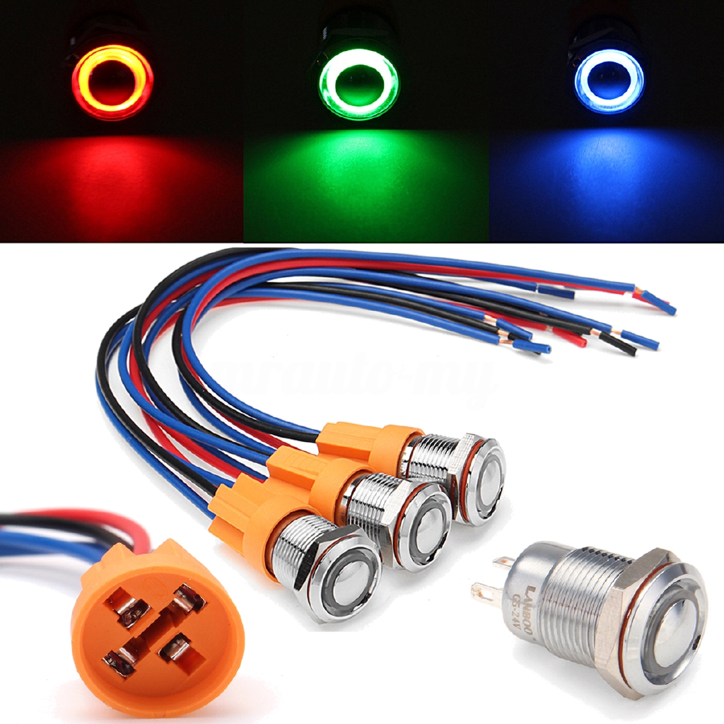 12V 24V 12mm Metal ON/OFF LED Power Push Button Switch Shopee Philippines