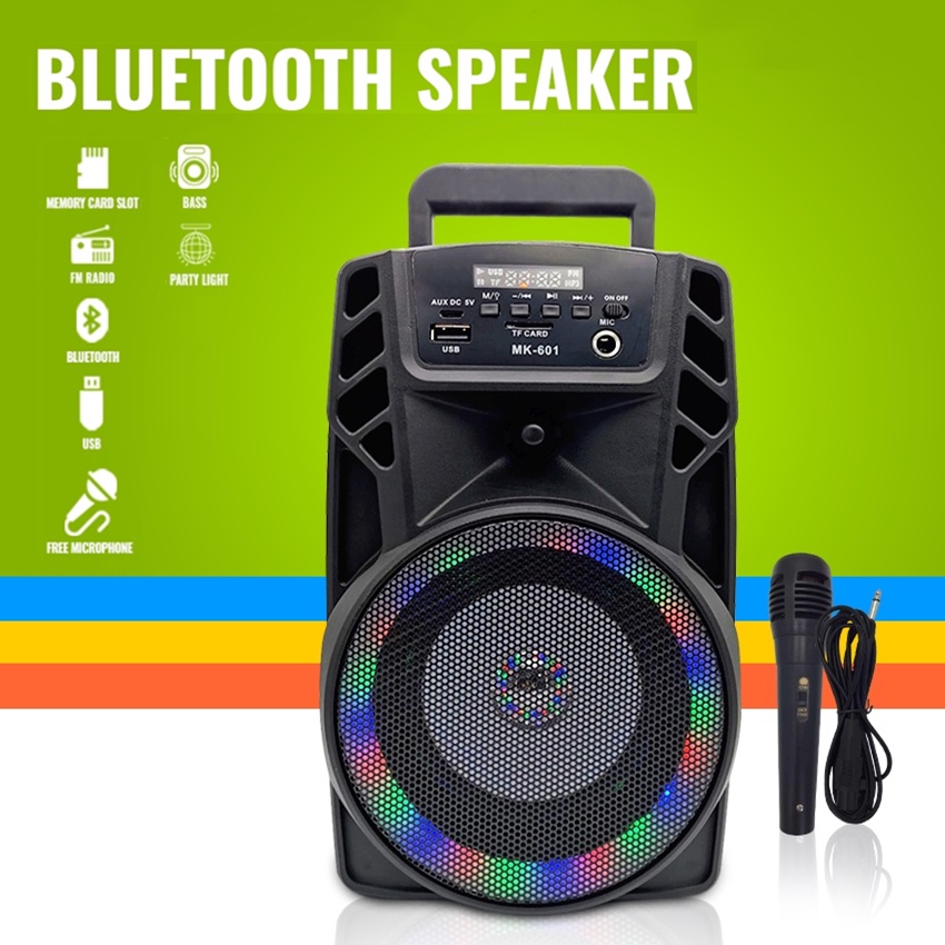 Portable Karaoke Wireless Bluetooth Speaker with Free Microphone LED ...