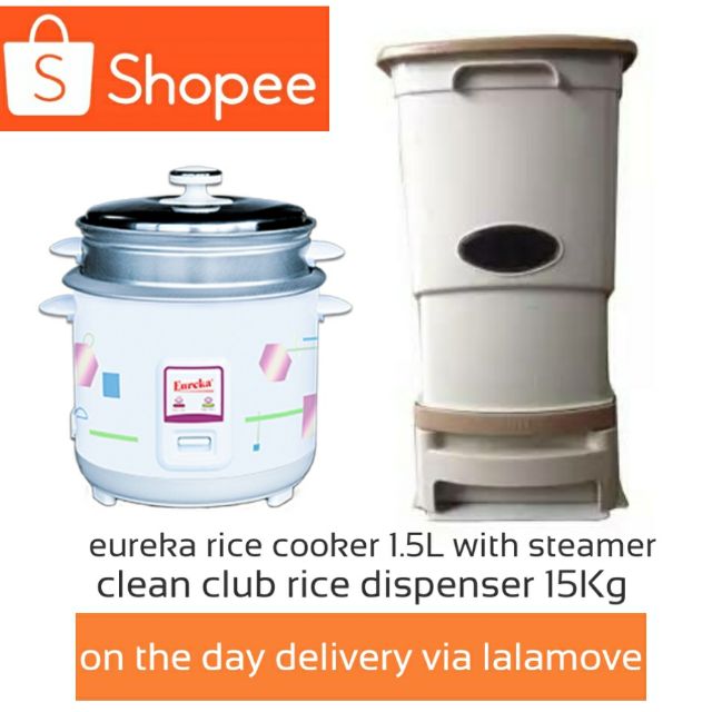 Eureka Rice cooker 1.5L with steamer free 15kg rice dispenser Shopee