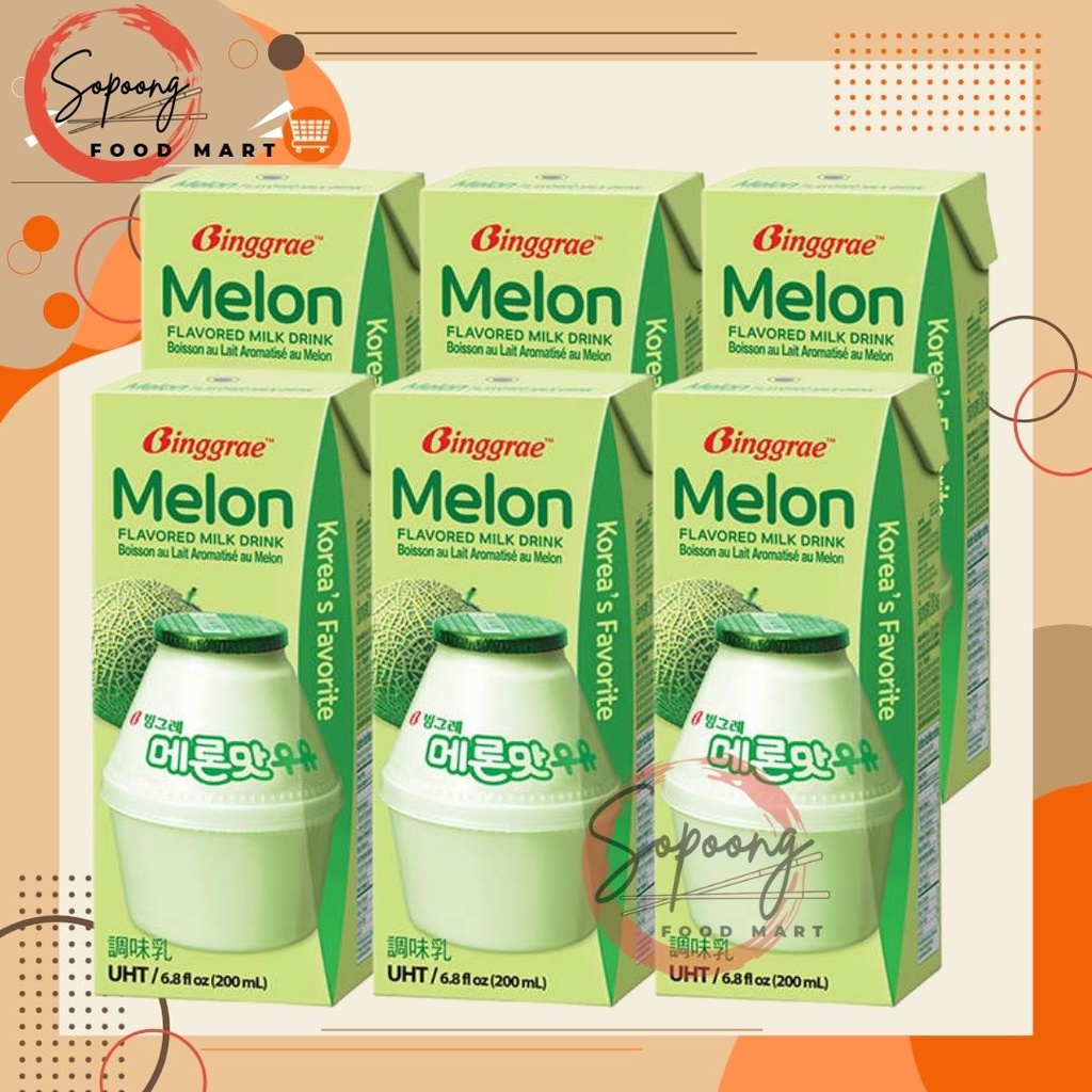Binggrae Melon Flavoured Milk 200mlx6pcs (1 packed) Shopee Philippines