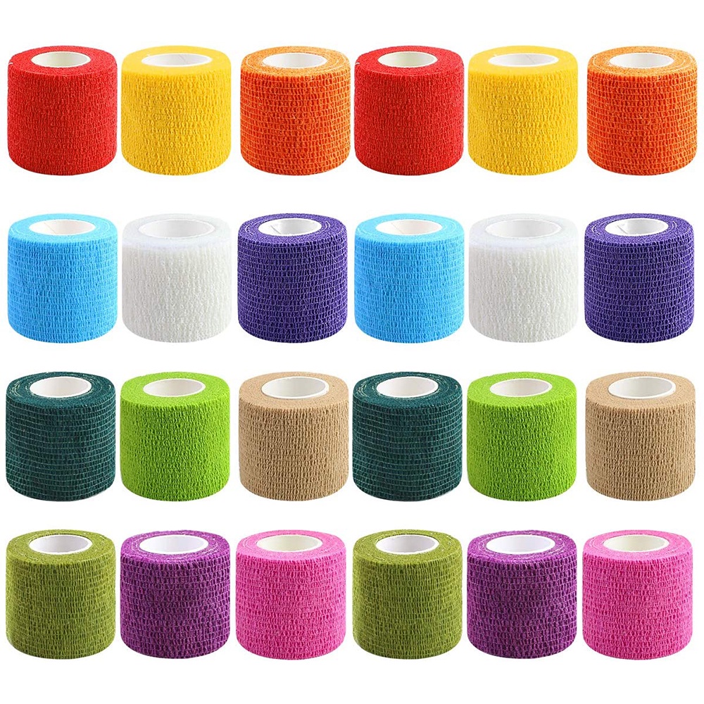 24 Pieces Self Adhesive Bandage Wrap Breathable Vet Wrap Cohesive