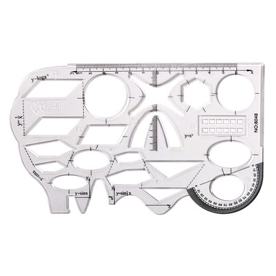 1 Pc Multifunctional Math Template Ruler Shaped Hollow Geometric ...