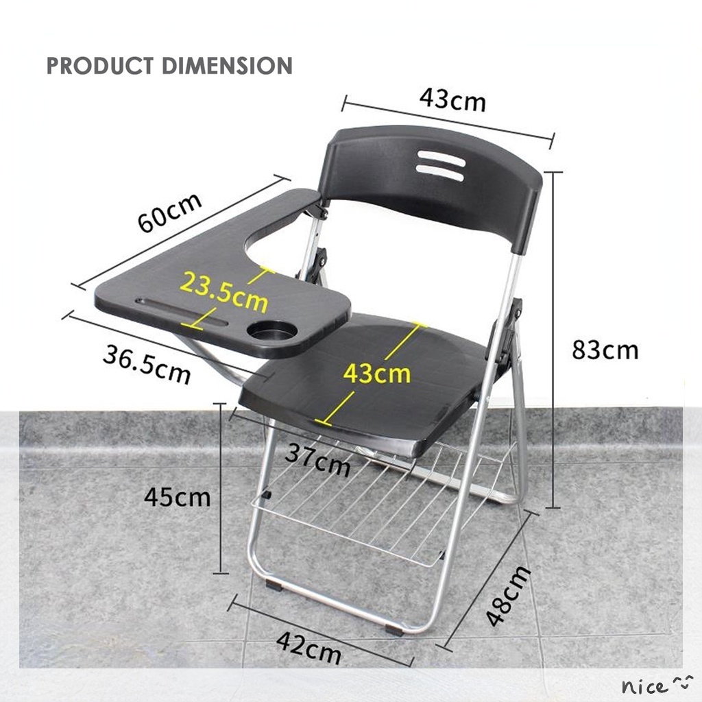 Foldable school chair with desk arm study chair 080 | Shopee Philippines