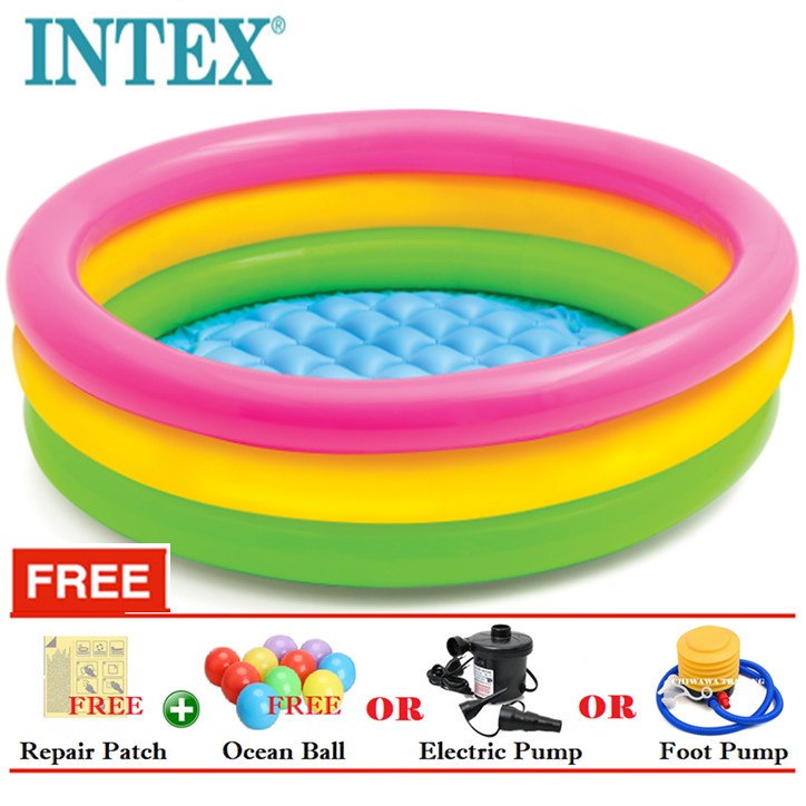 57422 INTEX Inflatable Ring Swimming Pool Safe PVC Bath Basin KOLAM ...