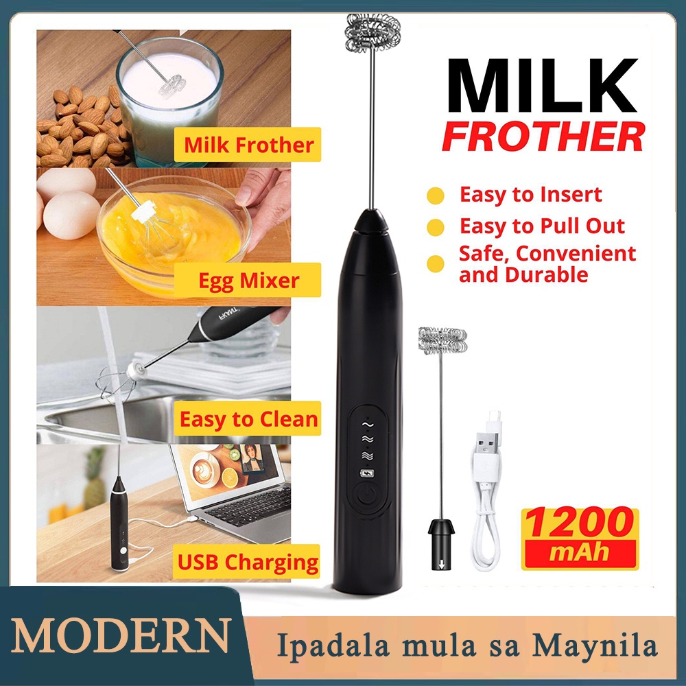 Coffee Milk Electric Foaming Stick USB Rechargeable Handheld Whisk with