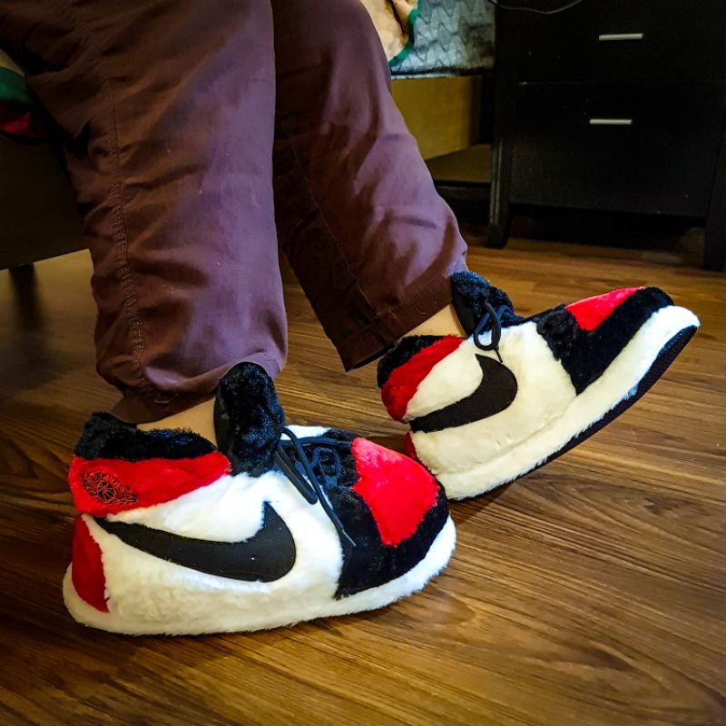 Sneaker hot sale plush slippers