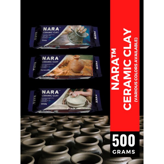 NARA Ceramic Clay 500 grams (White Grey Terracotta) Modeling Material Porcelain Sculpture Oven